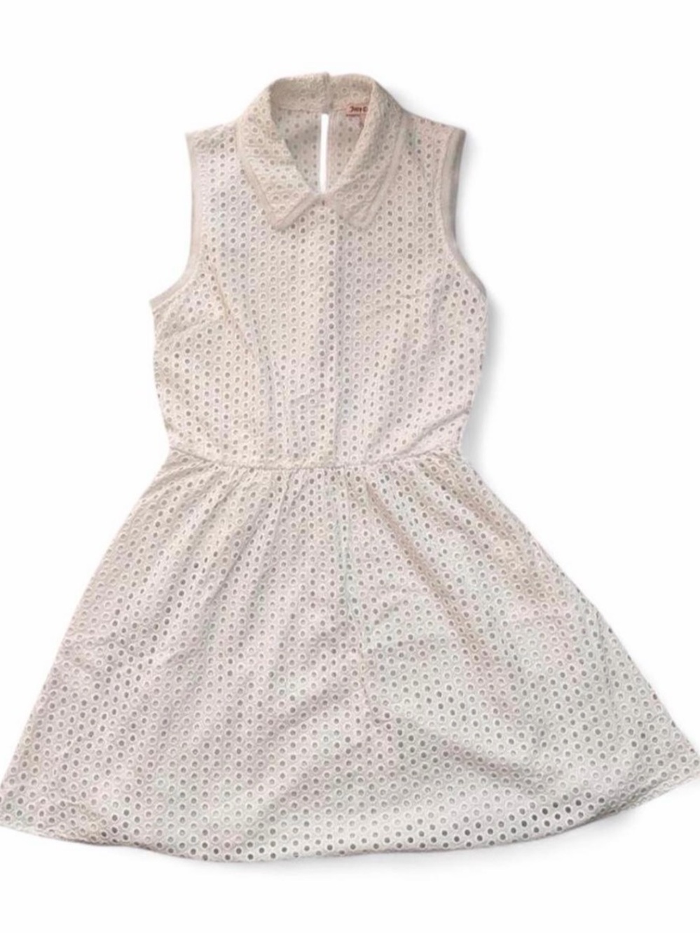 Juicy Couture White Eyelet Collared Sleeveless Dress